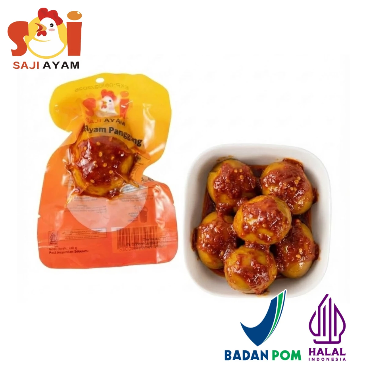Saji Ayam Telur Panggang Pedas 1 PCS / Snack Siap Saji Enak Bergizi