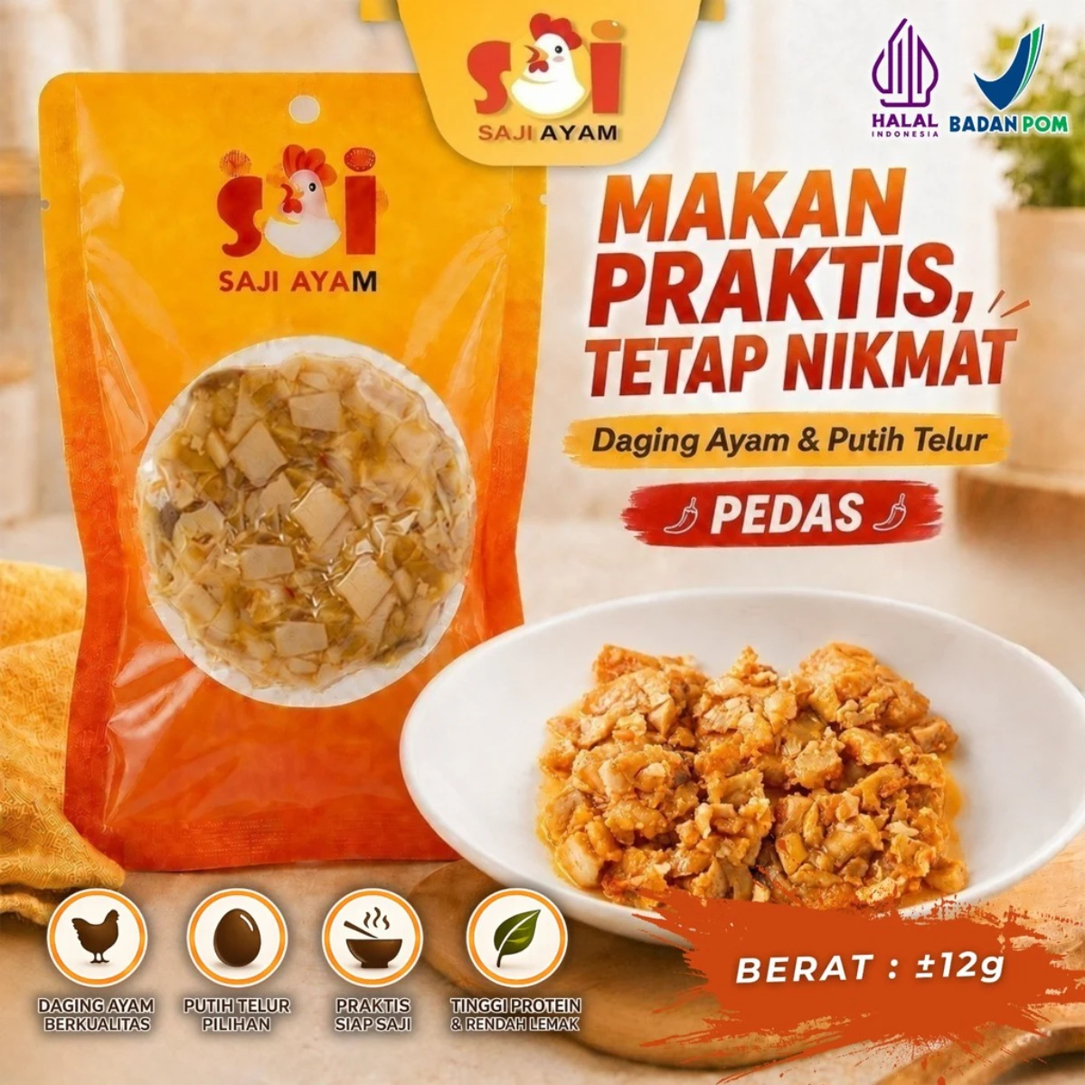 SAJI AYAM daging ayam boneless+putih telur ±12g(pcs) / Snack siap saji / Enak & Bergizi foto 2